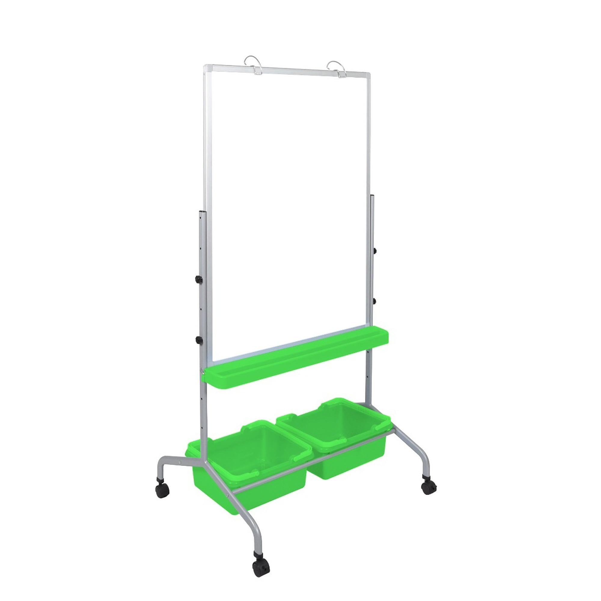 Luxor, Mobile Magnetic Dry Erase Stand with Storage Bins, Color Finish White, Model# MB3040WBIN